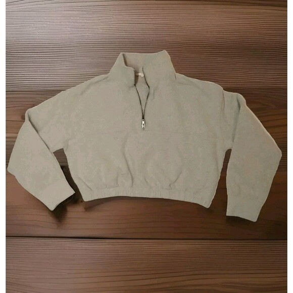 NIA Pullover Gray Cropped 95% Cotton Sweater Size Large - Picture 1 of 6